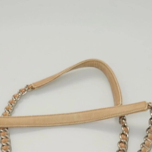 PRADA Chain Shoulder Bag Leather Beige Gold Auth 122203 - Picture 9 of 16